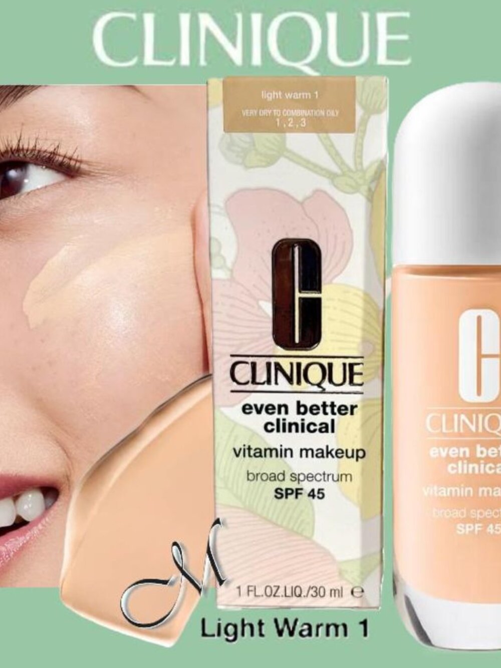 Clinique Even Better Clinical Vitamin Makeup SPF 45* ~ Light Warm 1 ~NIB 1oz